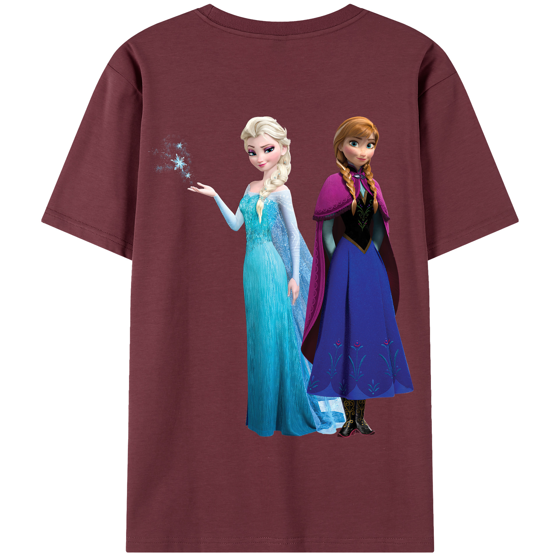 （画像用） アナと雪の女王 アンナ エルサ Frozen Anna Elsa 綿100％半袖Tシャツ（背面プリント）